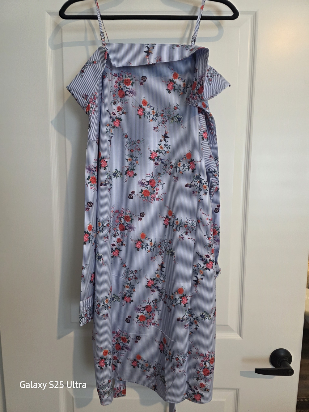Light Blue Floral Off-Shoulder Dress